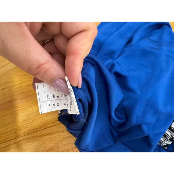 Missoni Viscose Wrap Dress in Royal Blue US Size 8 Cowl Neck Ruffle Asymmetric - Picture 10 of 10